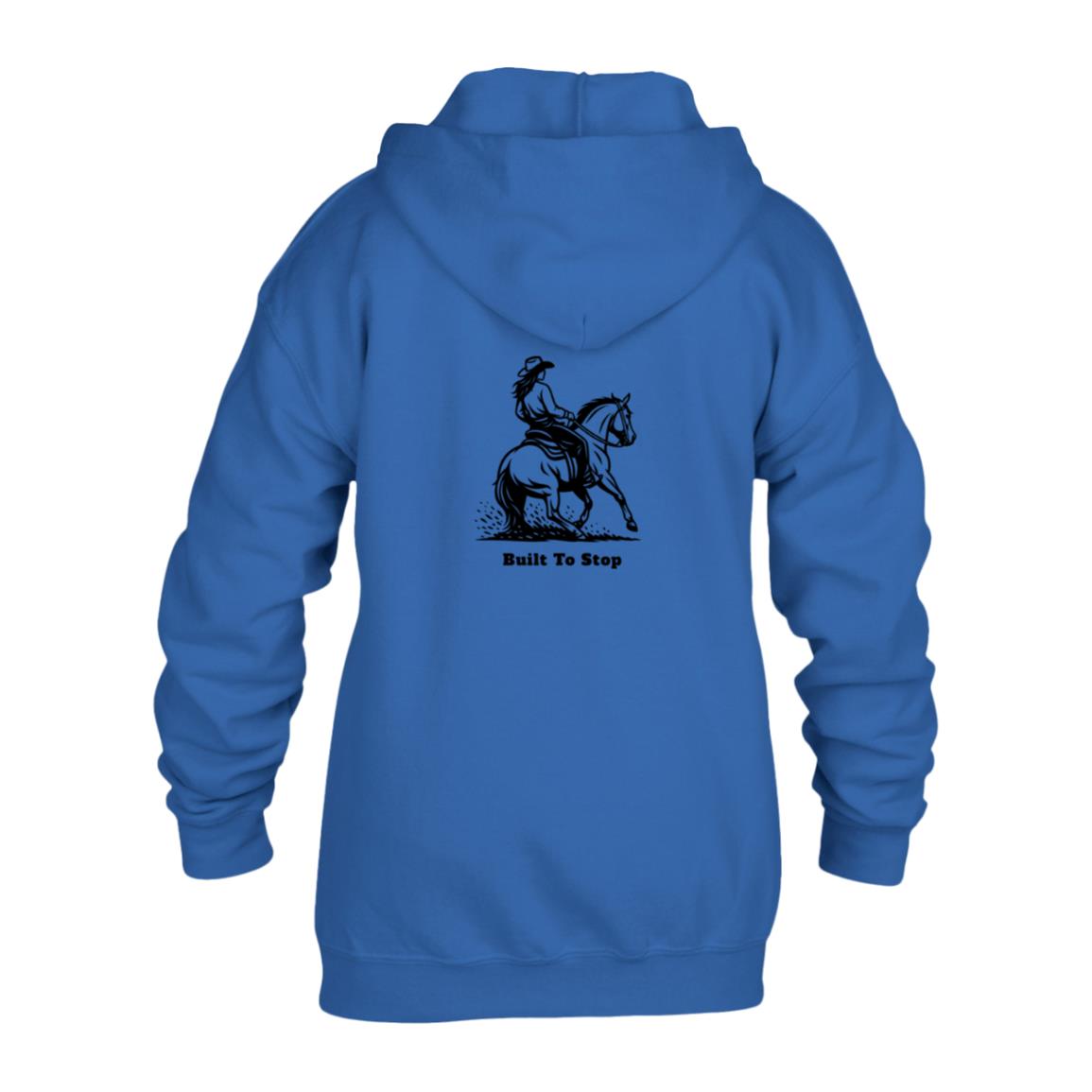 Built To Stop Female Graphic Black G186B Gildan Kids Heavy Blend Full Zip Hoodie