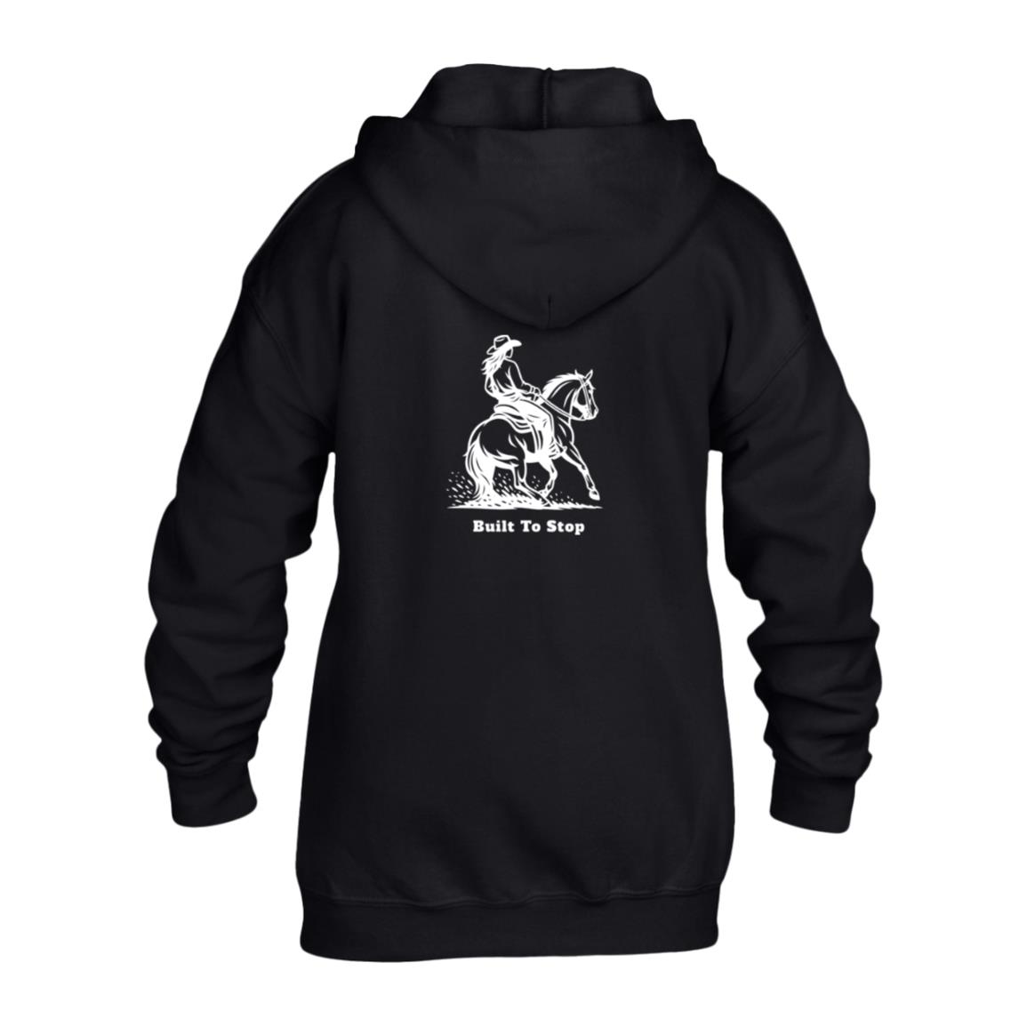 Built To Stop Female Graphic White G186B Gildan Kids Heavy Blend Full Zip Hoodie