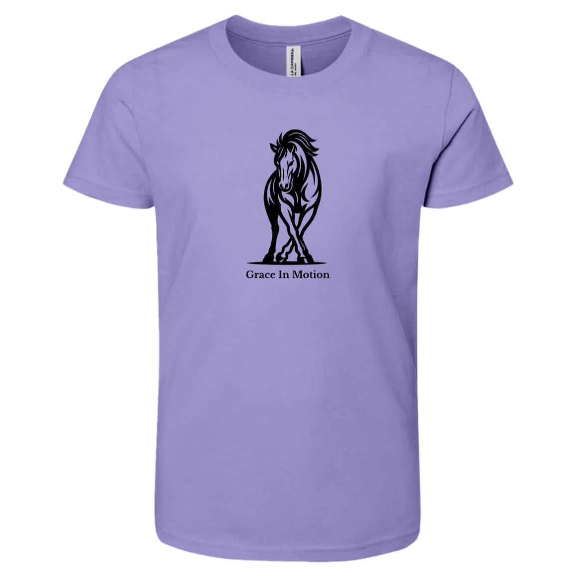 Grace In Motion Horse Graphic Black 3001Y Bella + Canvas Kids Short-Sleeve T-Shirt