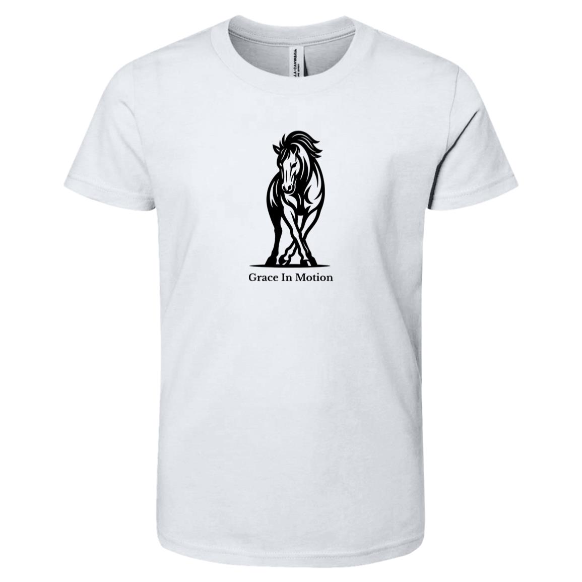 Grace In Motion Horse Graphic Black 3001Y Bella + Canvas Kids Short-Sleeve T-Shirt