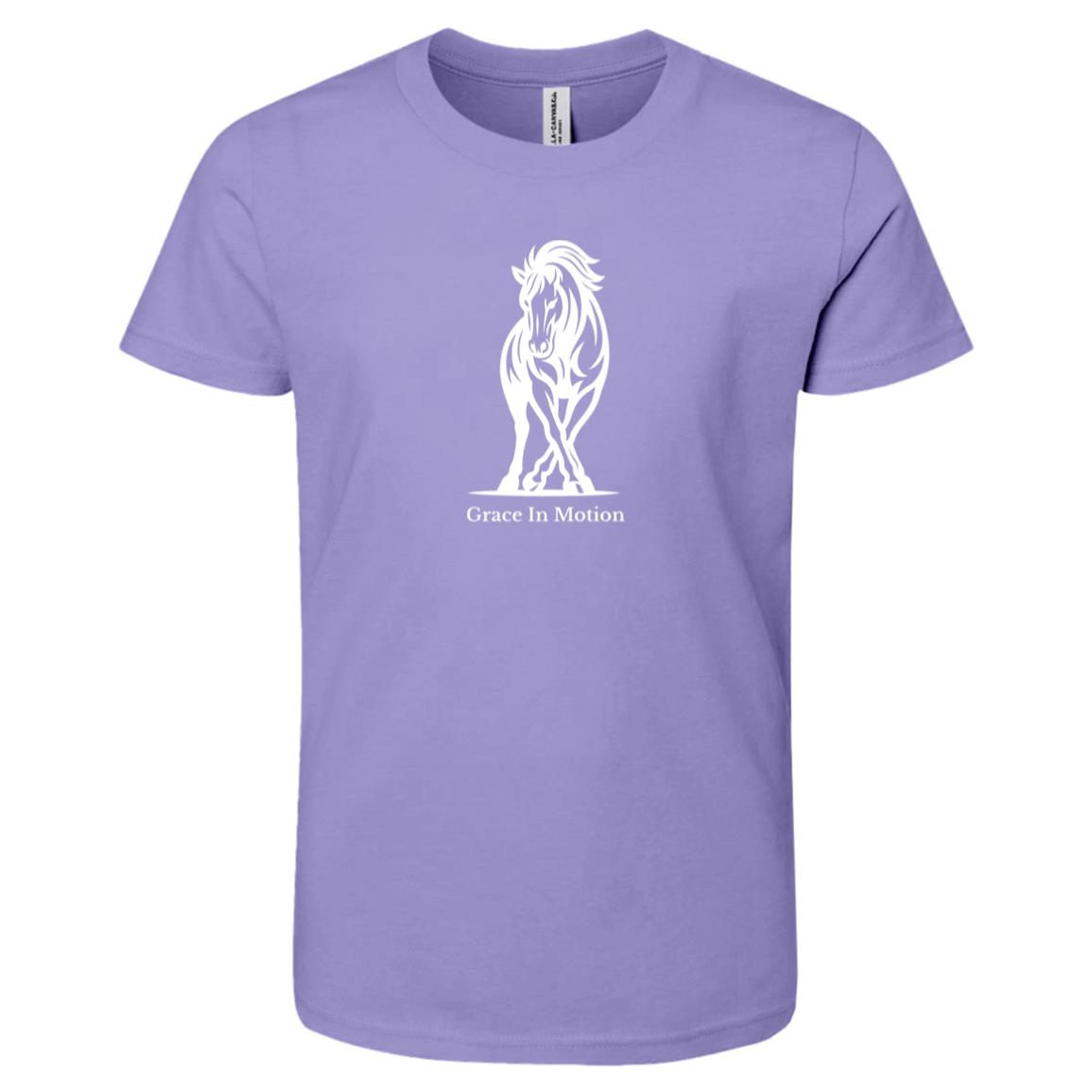 Grace In Motion Horse Graphic White 3001Y Bella + Canvas Kids Short-Sleeve T-Shirt