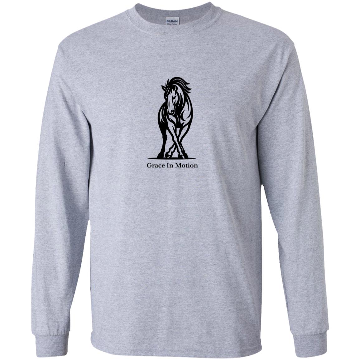 Grace In Motion Horse Graphic Black G540B Youth LS T-Shirt