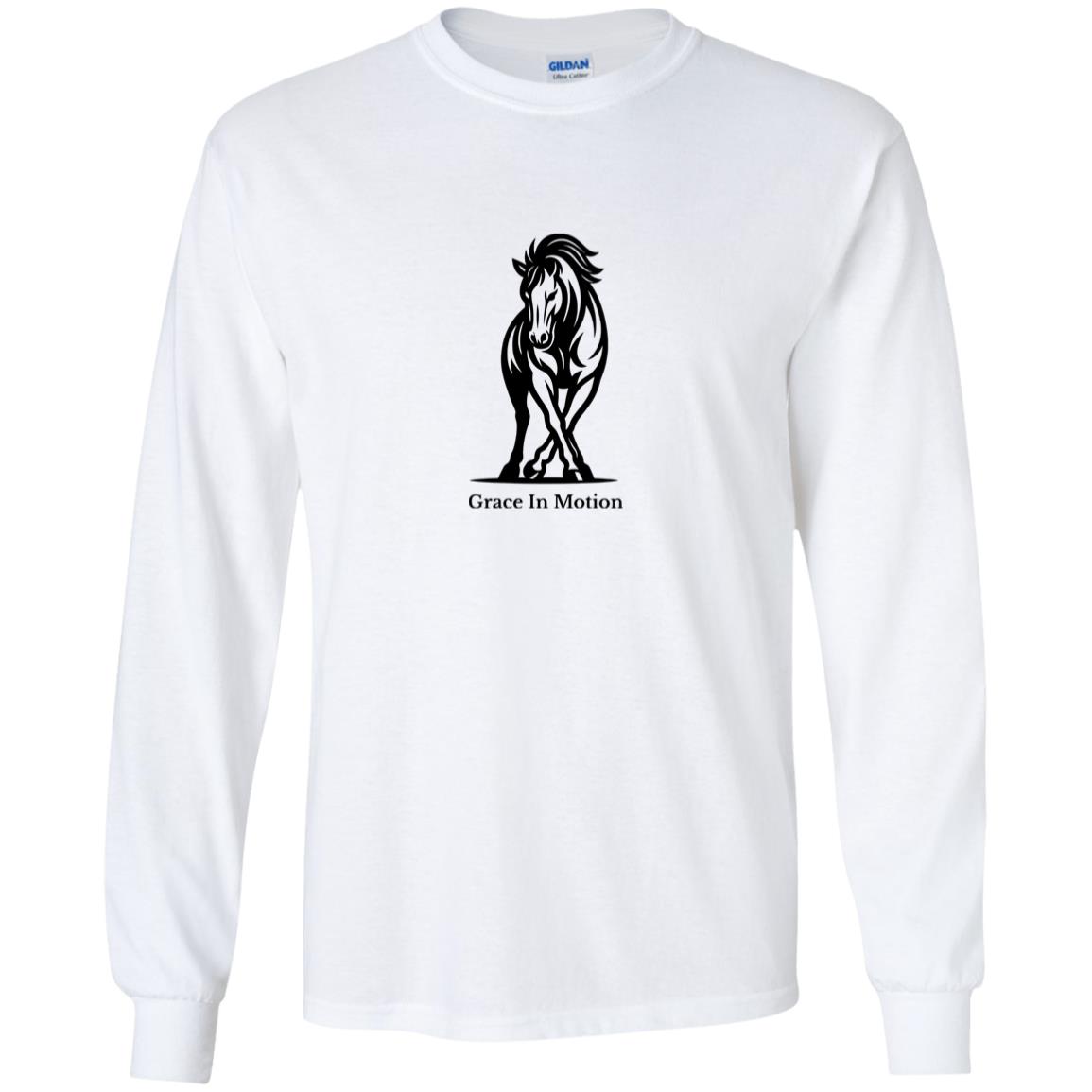 Grace In Motion Horse Graphic Black G540B Youth LS T-Shirt